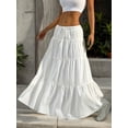 thumbnail image 4 of Women High Waist Layered Ruffle Cake Long Skirt, A-Line Swing Tie Design, Elegant Fairy Draping Bottom, 4 of 8