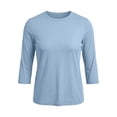 thumbnail image 6 of Arlun Womens 3/4 Length Sleeve Tight Tops Crew Neck Casual Slim Fit T-Shirts Solid Color Basic Tees Stretchy Soft Comfortable Trendy Summer Going out Top for Daily Wear 1-Sky Blue XL, 6 of 6