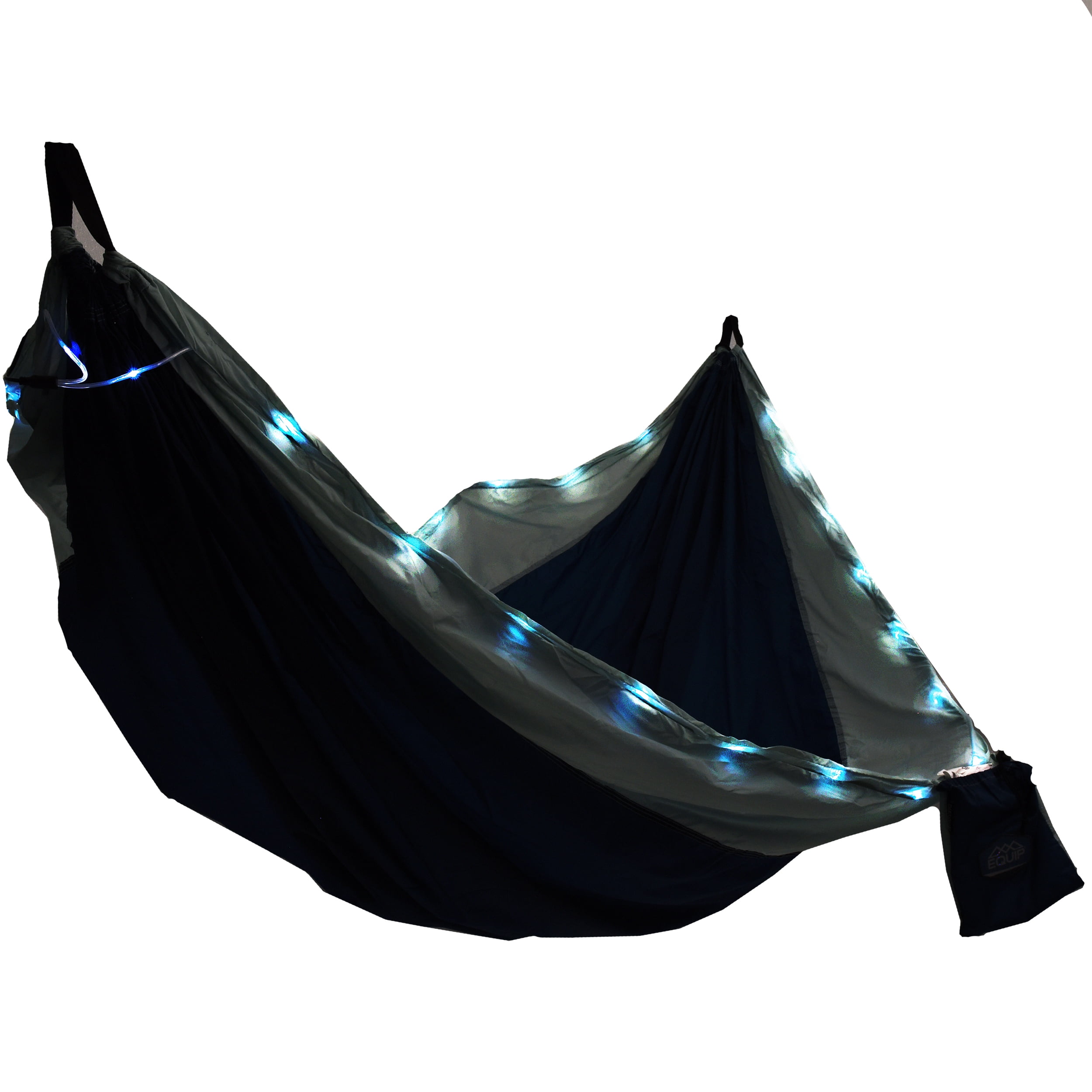 Equip Illuminated Nylon Portable Camping Travel Hammock, 2 Person, Blue & Dark Blue, Size 124" L x 77" W