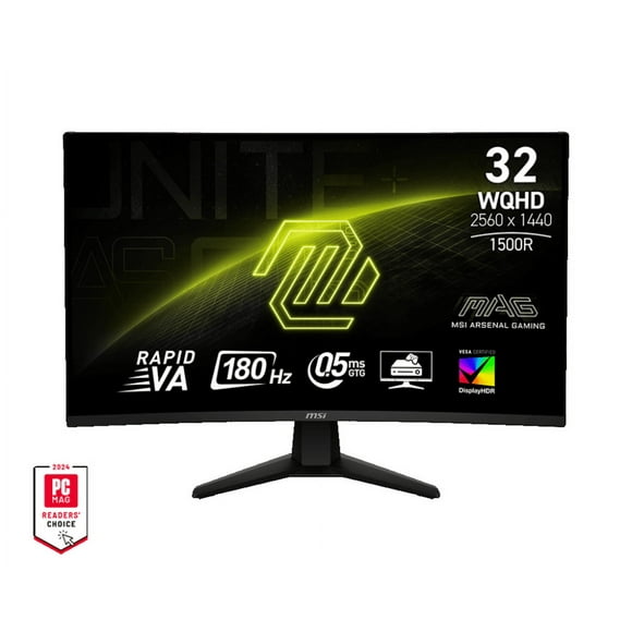 MSI 32" 2560 x 1440 (QHD) 180Hz 0.5ms (GTG) 1500R Curved Rapid VA Gaming Monitor Tilt adjustable (MAG 32CQ6F)