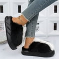 thumbnail image 5 of Fesfesfes Womens Winter Slippers Cozy Fleece Lined Indoor House Shoes Soft Plush Comfortable Thick Sole Slip On Home Footwear Warm Lazy Non Slip Shoes(Black,42(US:9)), 5 of 8