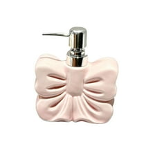 CoudarTitie Bow Shape Soap Dispenser Ceramic Hand Soap Bottle Decorative Cute Lotion Bottle with Pump for Lotion Shampoo Kitchen Bathroom Pink