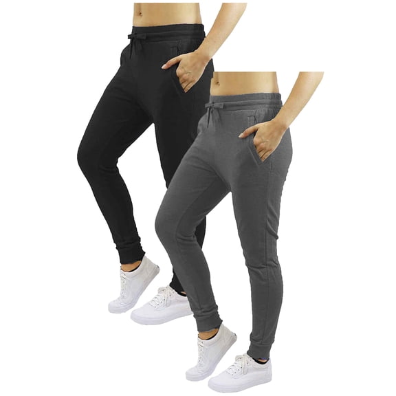 GBH 2-Pack Women's Fleece & French Terry Jogger Pants- Slim Fit