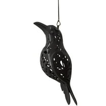 1 Pcs Black Hollow Metal Birds Shape Hanging Ornament With Lights Outdoor Atmosphere Home Decoration For Yard, Porch And Window