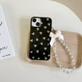 thumbnail image 3 of White Bow Retro Black Phone Case Compatible with iPhone 14/iPhone 13,Cute Chic Trendy Ribbon Design Glossy Sleek Clear Side Girls Women Protective Cover for iPhone 13/14 6.1inch, 3 of 9