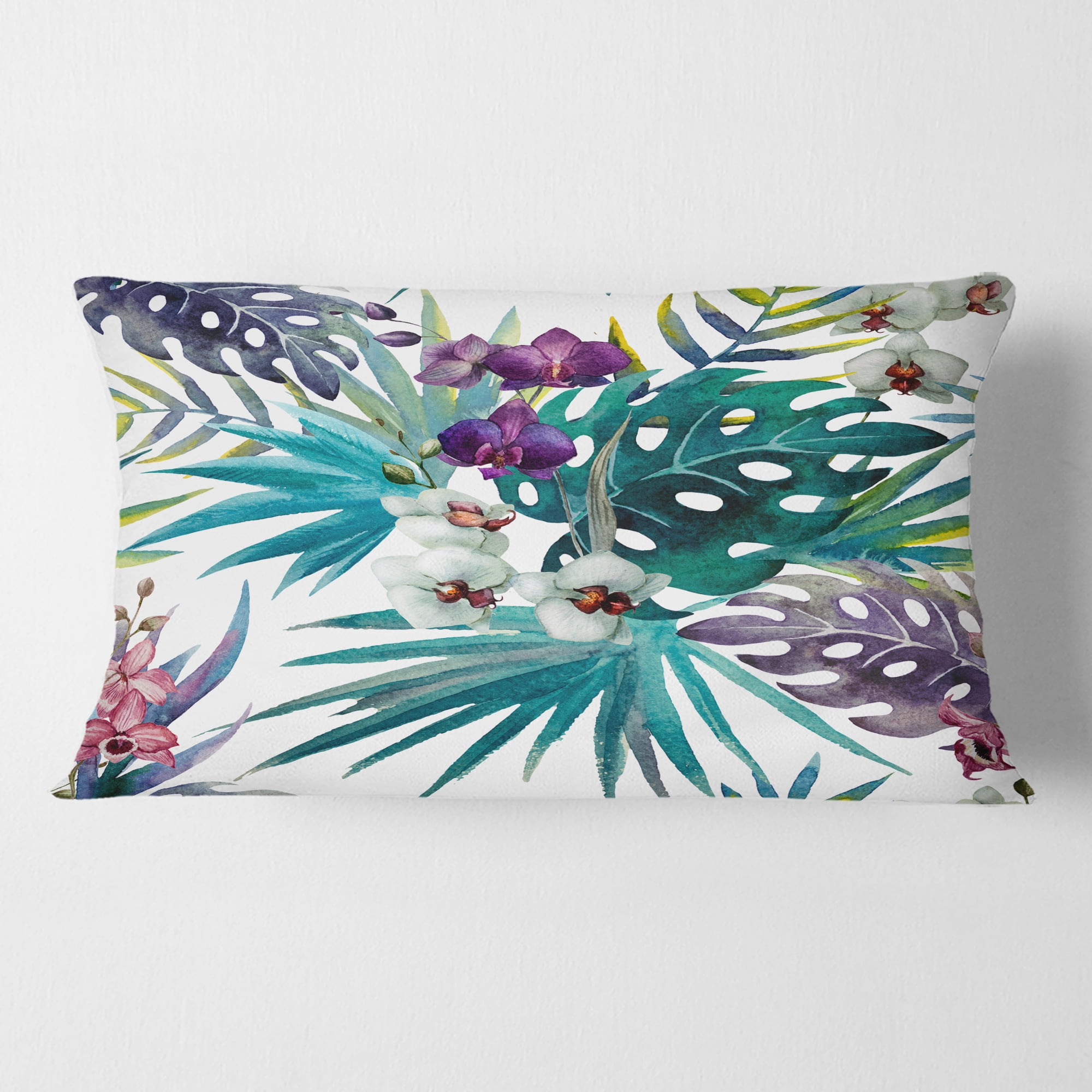 Designart Retro Floral Botanical Design II' Mid-Century Modern Throw Pillow - 12x20