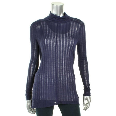 Lucky Brand Womens Linen Blend Hi-Low Turtleneck Top