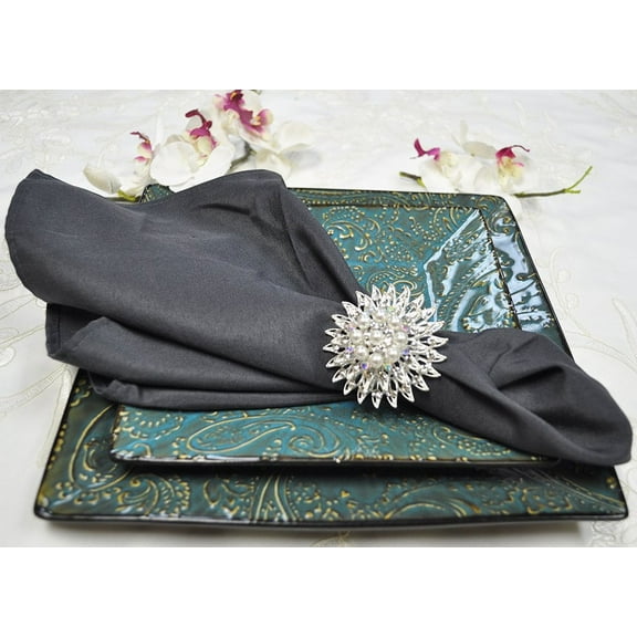Wedding Linens Inc. (10 pcs) 20" x 20" Polyester Linen Napkins - Pewter / Charcoal