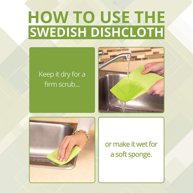 Swedish Dish Cloth 5-Pack Reusable Absorbent Quick Dry Kitchen Sponge Towel