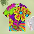 thumbnail image 4 of Nostalgic Vintage Floral Womens Tops Women's Fashion Casual Short Sleeve Flower Print Round Neck Pullover Top Blouse, 4 of 6