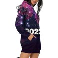 thumbnail image 3 of ICHUANYI Clearance Fashion Women Hooded Dress Pullover Long Sleeve Printing Pocket Casual Sweatshirt Dress(Purple, XXL) ICHUANYI WER2023081501193, 3 of 6
