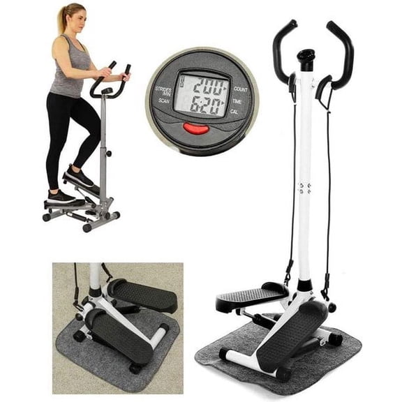 Exercise Stepper Machine with LCD Monitor, Unbranded Workout Stair Climber Stepper for Home Gym, Stepper Fitness Machine W/ Handle and Resistance Bands