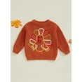thumbnail image 2 of Suealasg Toddler Baby Girl Boy Thanksgiving Sweater Long Sleeve Turkey Embroidery Knit Pullover 3M 6M 9M 12M 18M 24M 3T Kids Fall Winter Warm Knitwear, 2 of 8