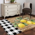 thumbnail image 4 of Hello Summer Lemons Washable Area Rugs 2.7'x5', Farmhouses Fruits Black Plaid Wood Grain Low Pile Throw Living Room Rug Non-Slip Sturdy Edge Binding Carpet for Indoor Entryway Bedside Kitchen, 4 of 9