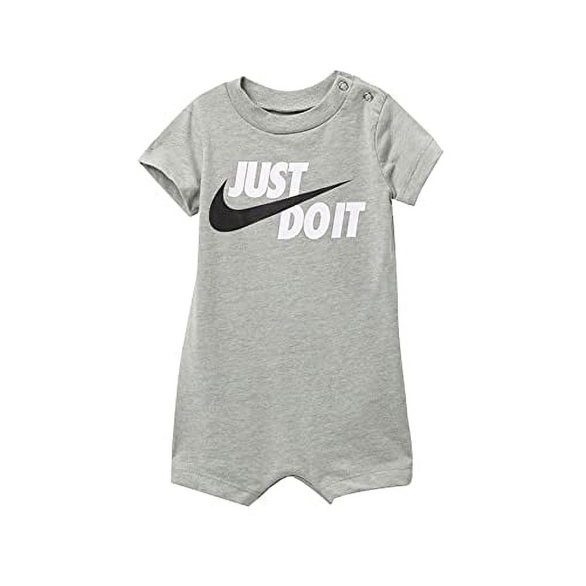 Nike Baby Boy Infant Shortall (Dark Grey Heather(66E637-042)/Black, 0-3 Months)