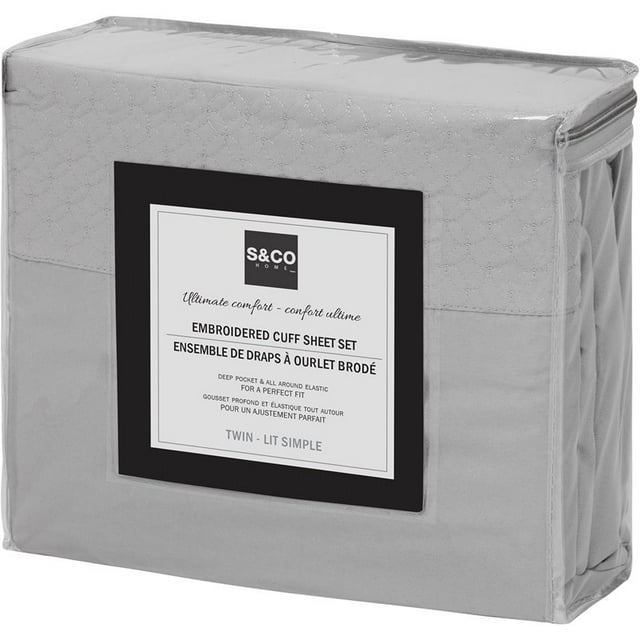 Safdie & Co. 4 Pièces Moderne Polyester Solide Grand Feuille Ensemble en Finition Charbon de Bois