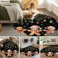 thumbnail image 5 of Round Area Rugs Collection 6 Ft, Gingerbread Christmas Non-Slip Residential Carpet, Xmas Balls Branches Black Indoor Crawling Mats Runner Rugs for Living Room/Dining Room/Bedroom, 5 of 8