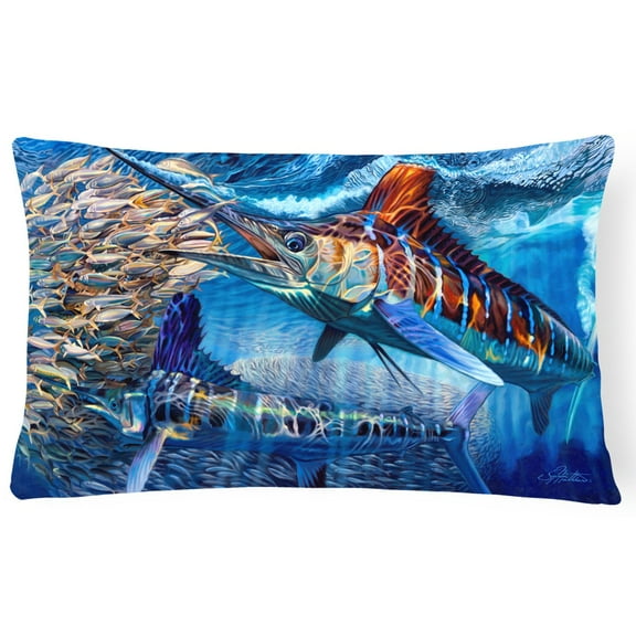 Carolines Treasures JMA2008PW1216 White Night White Marlin Canvas Fabric Decorative Pillow