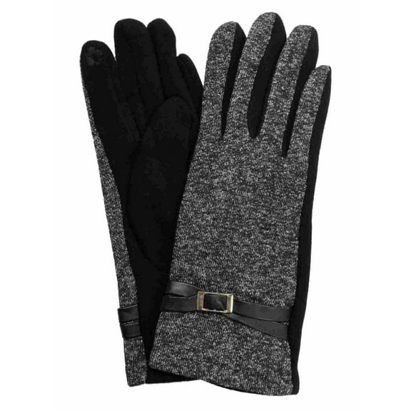 Womens Black & Silver Sparkle Soft Stretch Fit Texting & Tech Touchscreen Gloves