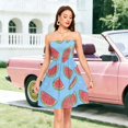 thumbnail image 5 of Dailycode Summer Dresses for Women Strapless Casual Beach Cover Ups Cartoon Watermelon Slice Tube Top Sundress, 5 of 6