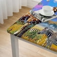 thumbnail image 5 of Acheng Giraffe Zebras Grass Square Tablecloth Great for Home Kitchen/Parties/Holiday Dinner 100% Polyester Fiber 46*46, 5 of 8