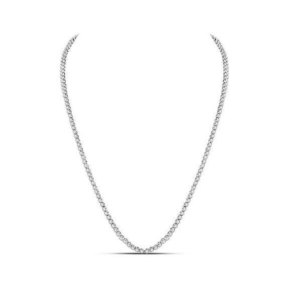 10kt White Gold Mens Round Diamond 22-inch Tennis Chain Necklace 10 Cttw