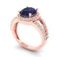 thumbnail image 2 of Solitaire with Accents Engagement Ring for Women - 2.6ct Simulated Blue Sapphire in 14K Rose Gold Promise Ring, 2 of 7