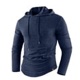 thumbnail image 3 of Pullover Long Sleeve Hoodies for Men Drawstring Lightweight Tight Fit Gym Sweatshirt with Pocket Solid Color Basic Sport Tops, 3 of 7