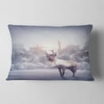 thumbnail image 2 of Designart Huge Reindeer Standing in Snow - Animal Throw Pillow - 12x20, 2 of 5