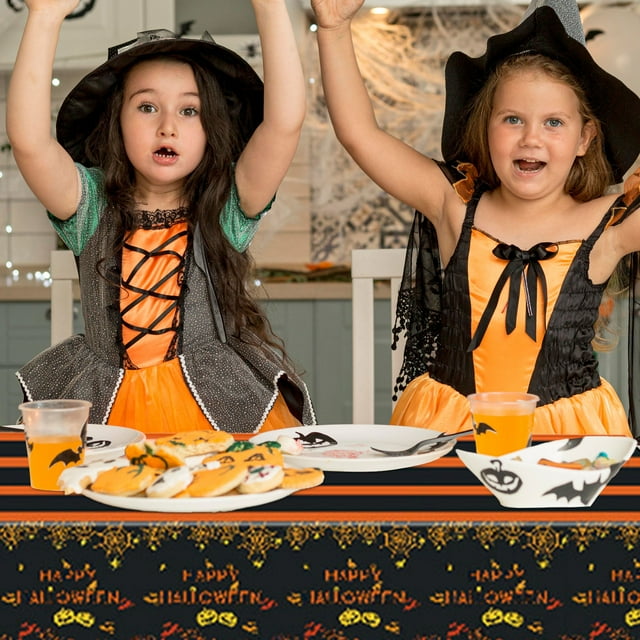 PALIFEUR Halloween Decorations Halloween Disposable Tablecloth Plastic Tablecloth Printed with Spooky Patterns Suitable for Party Decoration and Catering Halloween Decor