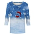 Christmas T Shirts for Women 2024 3/4 Sleeve Blouse Tops Ladies Casual