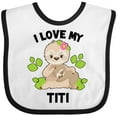 thumbnail image 3 of Inktastic Cute Sloth I Love My Titi with Green Leaves Boys or Girls Baby Bib, 3 of 4