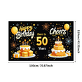 thumbnail image 3 of Golden 50th Birthday Celebration Banner Backdrop Party Decorations Happy Birthday Cheers to 50 Years Photography Props Birthday Party Decor Background, 3 of 4