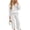 White, variant on Xinoom Women Ribbed Knit Two Piece Outfit Set, Henley V‑Neck Long Sleeve Top and Wide Leg Pants, Cozy Loungewear Tracksuit for Casual Home Travel Wear Army Green,L