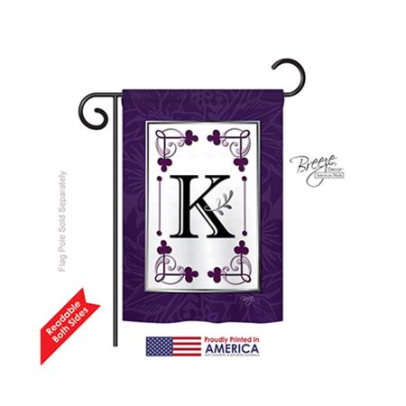 Breeze Decor 80011 Classic K Monogram 2-Sided Impression Garden Flag - 13 x 18.5 in.