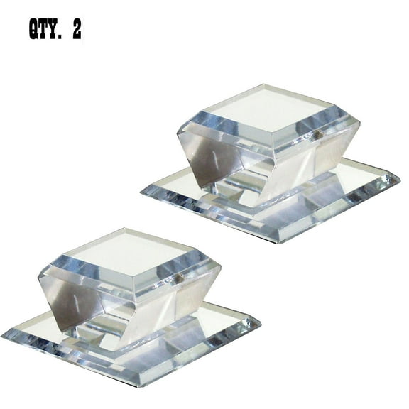 Clear Acrylic Beveled Stick-On Mirror Knob - 2" Square - Pack of 2