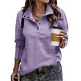 thumbnail image 2 of Htigea Womens Sweatshirt with Pocket Casual Long Sleeve Lightweight Sweatshirts Button Loose Pullover Tops Purple S, 2 of 6