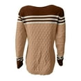 thumbnail image 3 of Tuphregyow Women Pullover Sweater Top Stripe Print Trendy Oversized Fuzzy Party Outdoor Chunky Warm Knit Sweater Casual Jumper Tops Crew Neck Long Sleeve Khaki S, 3 of 5