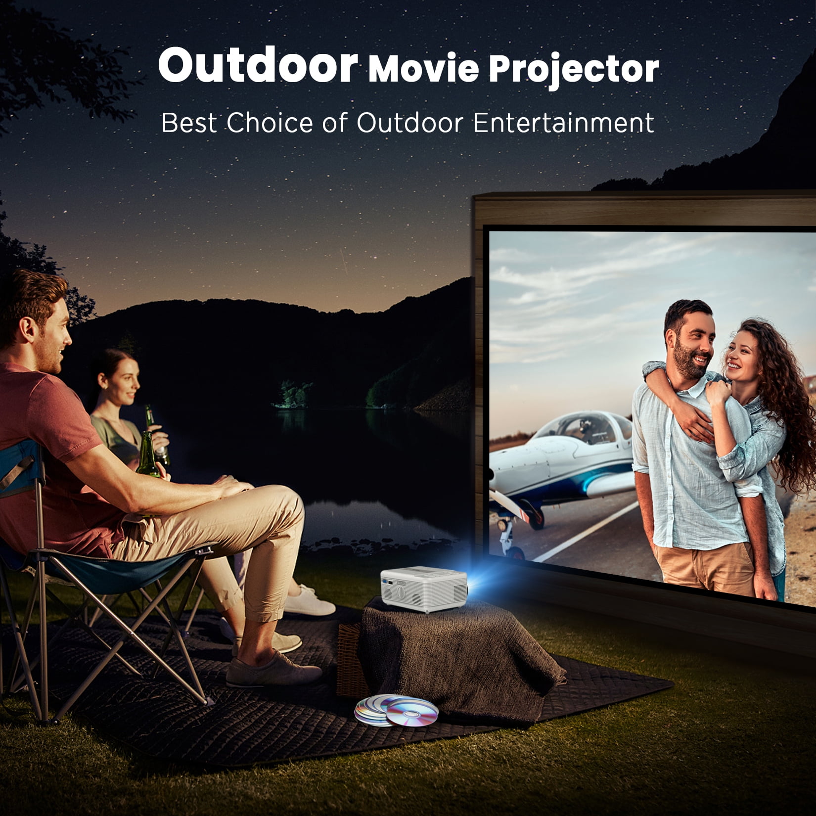 Fangor 1080P HD Projector with Bluetooth, DVD Player
