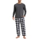thumbnail image 5 of INSPIRAR CHIC Conjunto de Pijamas de Dos Piezas para Hombre, de Manga Larga, Color Sólido, Patrón de Cuadros, Negro y Blanco, 5 of 5