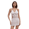 thumbnail image 1 of Argulvti Robe Crochet à Dos Nu pour Femmes, Couleur Unie, Découpes, Coupe Ajustée, Mini Robe pour la Plage, 1 of 7