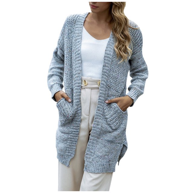 CEHVOM Cardigan Long Ample Uni à Manches Longues pour Femmes, Manteau, Liquidation