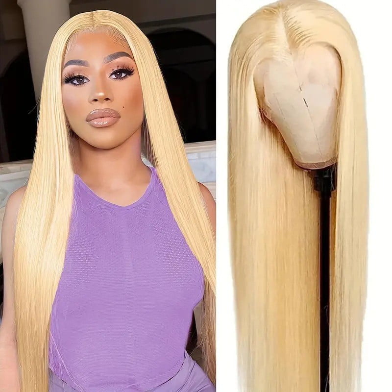 TL New European and American Style Women's Lace Front Synthetic Wig Light Blonde Long Straight Hair