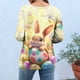 thumbnail image 3 of Camisetas de Pascua para Mujeres Impresas Cuello Redondo Suelto Tres Cuartos de Manga Sudadera Casual, 3 of 6