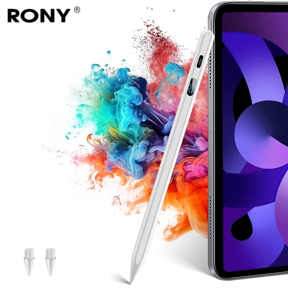 RONY Magnetic Stylus Pen for iPhone iPad Android with Tilt Sensitivity Palm Rejection for Drawing Browsing Note-Taking, White