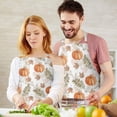 thumbnail image 3 of Fall Pumpkins Leaves Pattern Apron-Garden Aprons for Women with Pockets-Cotton Linen Waterproof Kitchen Cooking Gardening Aprons Adjustable for Kitchen,Cooking,BBQ and Salon 33"x27", 3 of 7