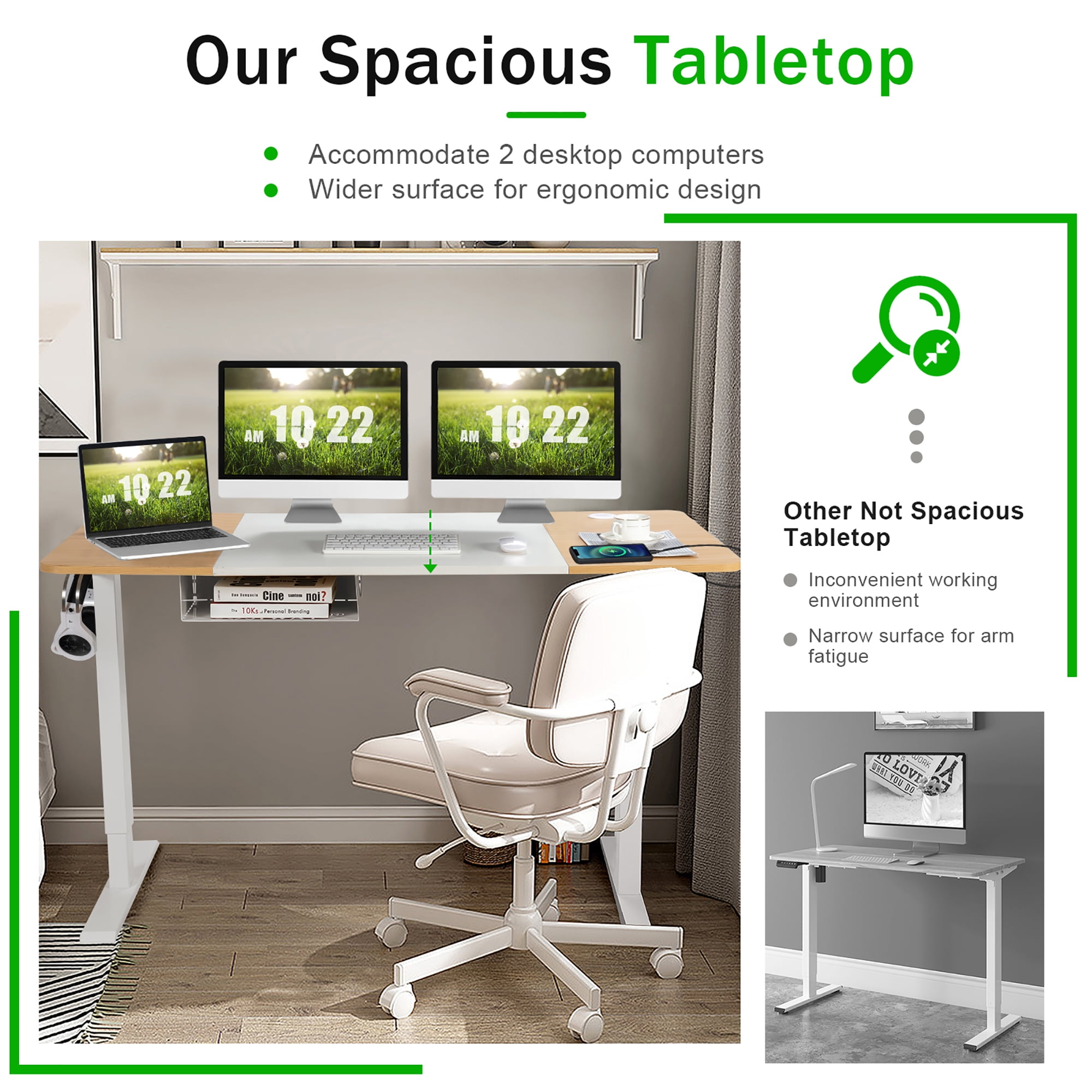 Costway 55''x28'' Electric Standing Desk Adjustable Sit to Stand Table w/USB Port Natural