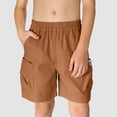 thumbnail image 2 of Ketyyh-chn99 Toddler Boy Athletic Shorts Toddler Baby Boy Girl Solid Color Striped Shorts Waist Casual Trousers Spring Summer Short Pants Size for 9-10 Years,Orange, 2 of 5