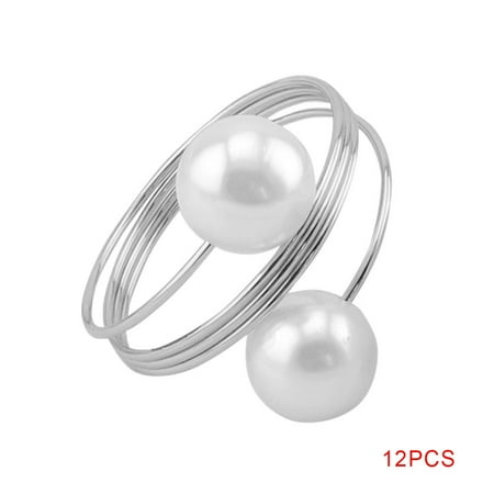 

TureClos 12pcs Imitation Pearls Napkin Rings Wedding Party Holiday Dinner Decoration Table Napkin Holders