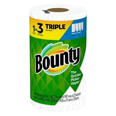 Bounty Select-A-Size Kitchen Rolls Paper Towel 2-Ply White 147 Sheets/Roll 12 Rolls/Carton (66980)